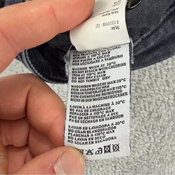 R13 Women's Size 24x25 Jenny Mid Rise w/ Double Shred Hems Black Denim Jeans - Picture 10 of 15